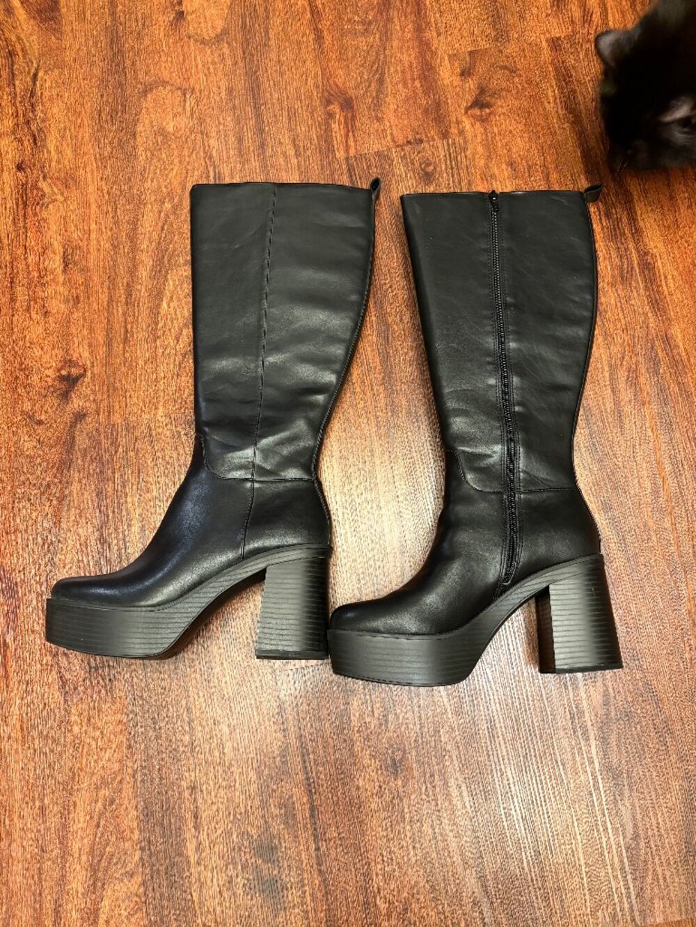 Steve Madden Gabby Platform Boots - Black Tall Madden Girl Boots with Zipper